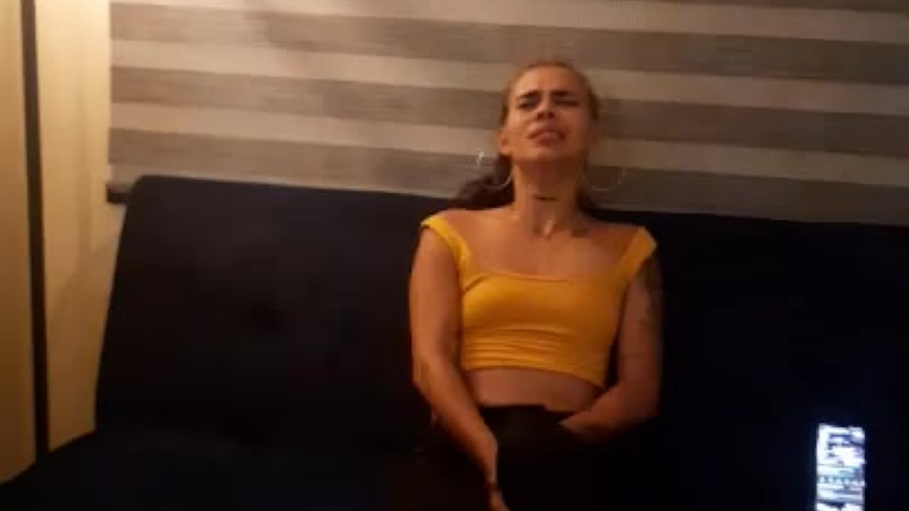 reacts to her vibrator