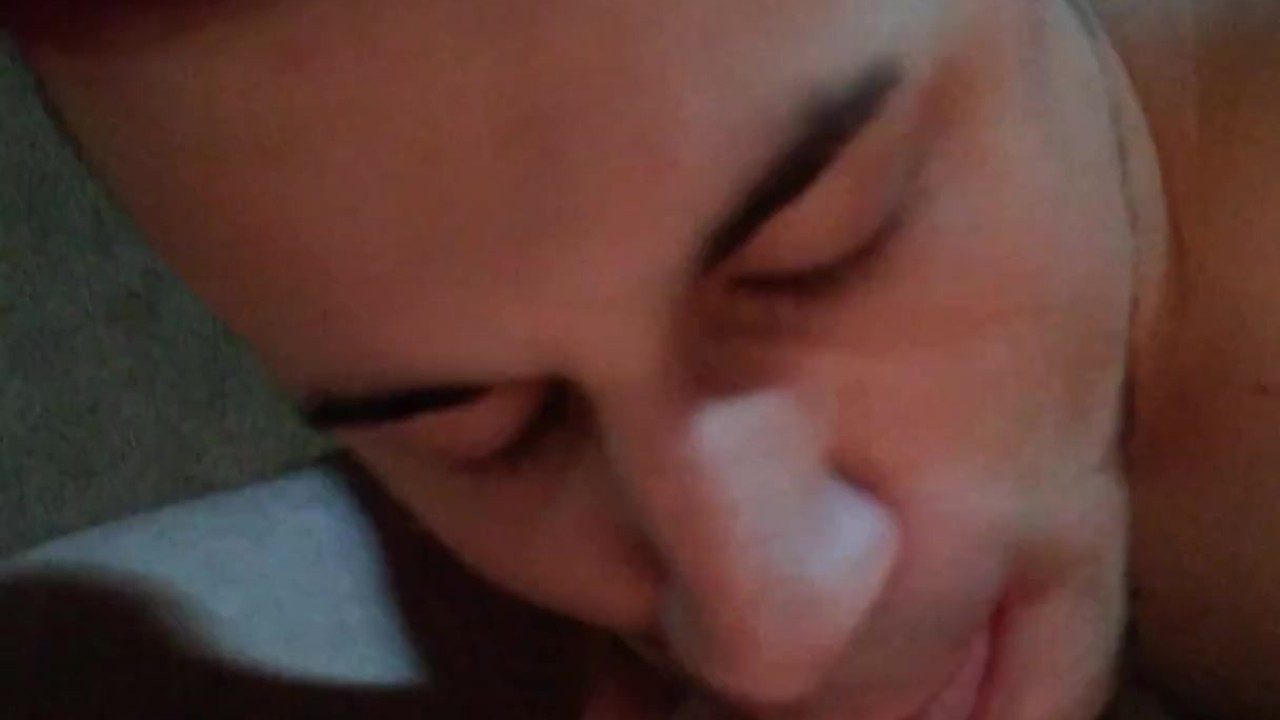 Boy servicing Daddy's thick penis...sucking out all of his precum.