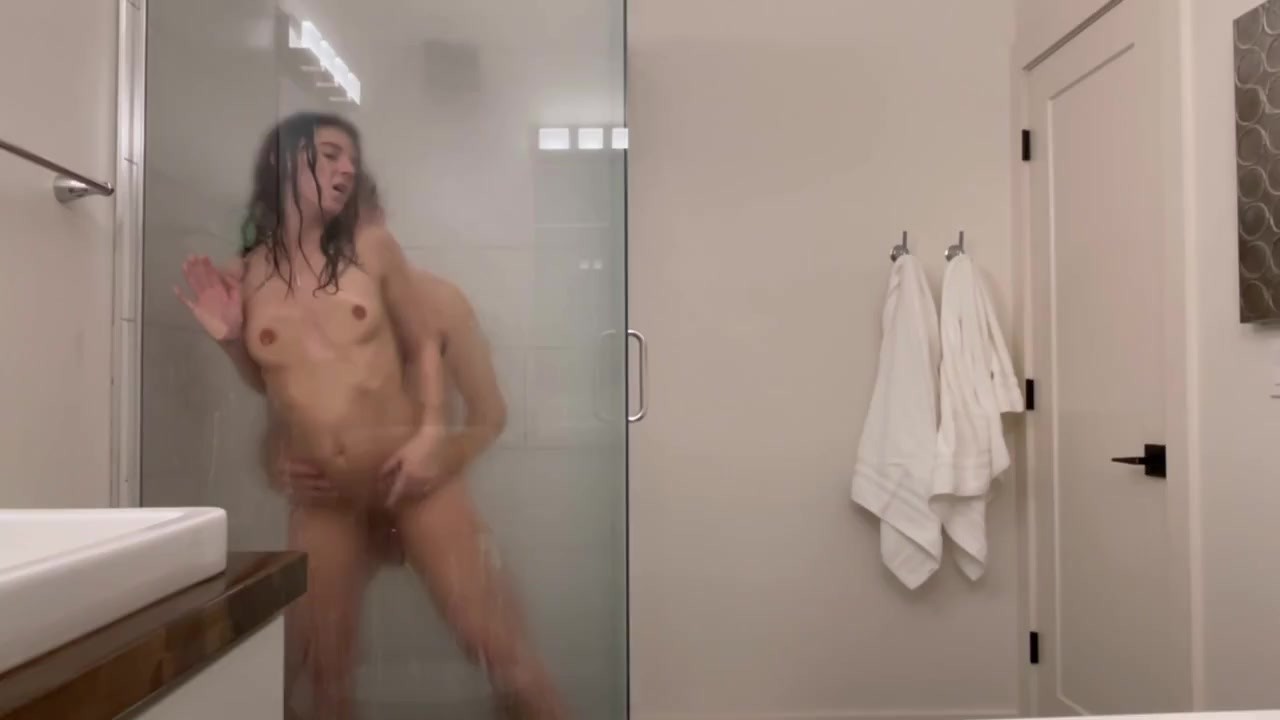 Steamy Glass Shower: Hot Couple on Vacation