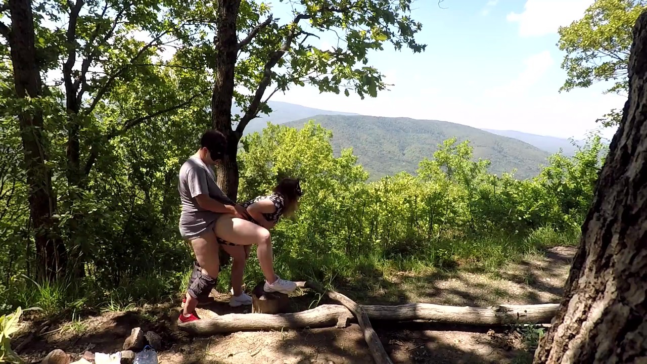 Public sex on the mountain, cunnilingus + sperm kiss
