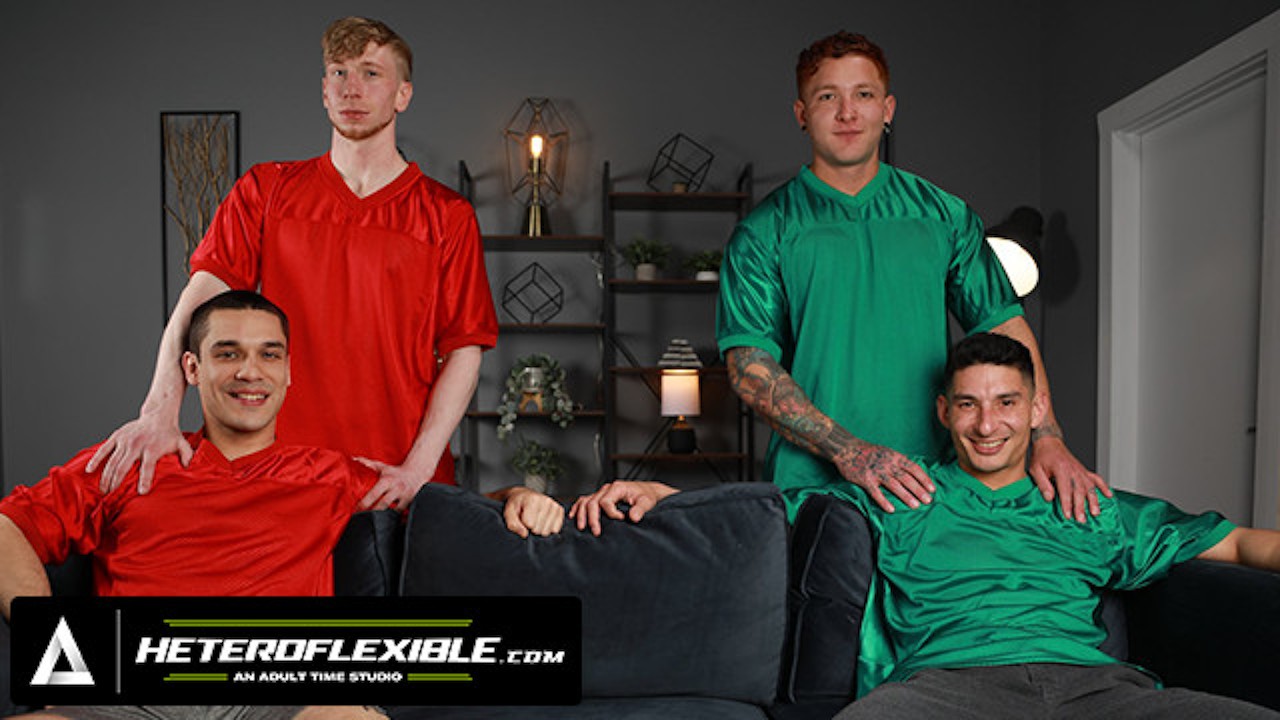 HETEROFLEXIBLE - Horny Gay Couple Jim Fit & Jeremiah Cruze Try Swinging With Their College Buddies
