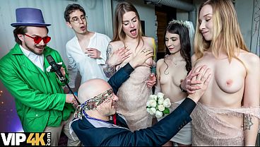 VIP4K&period; Will the Groom guess where his Bride's Boobs are&quest;