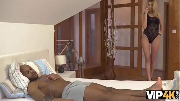 VIP4K&period; Karina Grand in lacy underwear makes love to black stranger